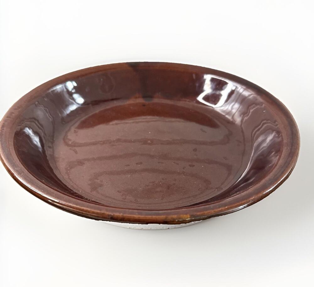 Vintage Marcrest Stoneware Daisy Dot Brown Round Casserole Pie Baking Dish
